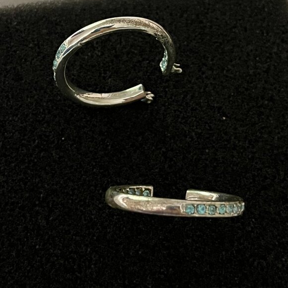 Aqua Crystals Inside and Out Hoop Earrings - Picture 3 of 7